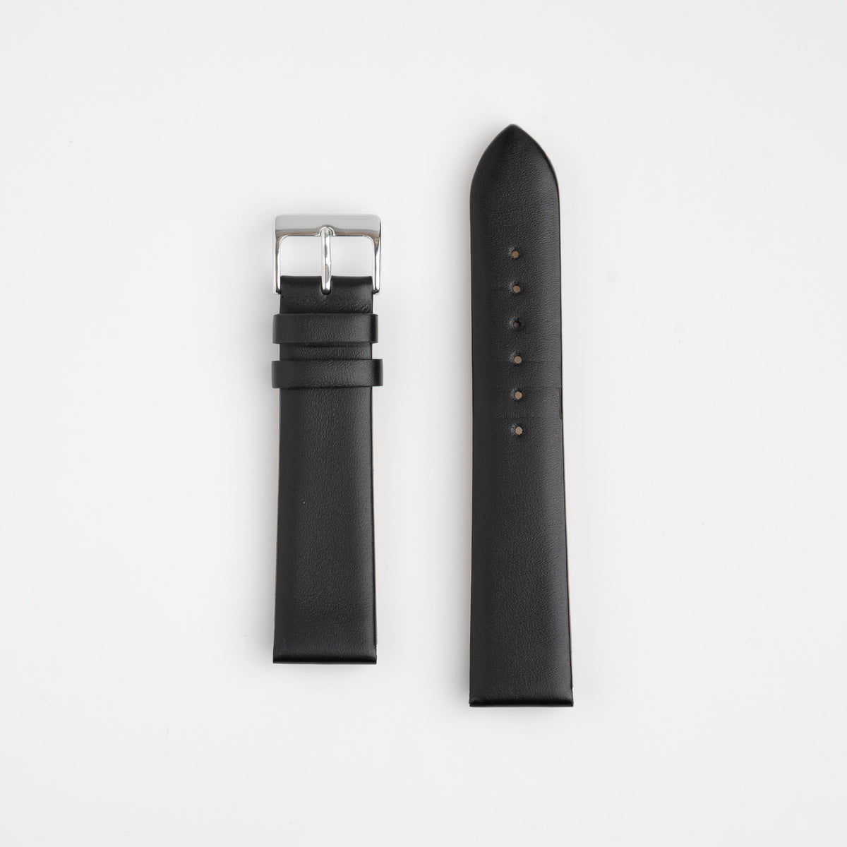 Black Unstitched Smooth Leather Watch Strap - 6mm, 8mm, 10mm, 12mm, 14mm, 16mm, 18mm, 20mm, 22mm, 24mm, 26mm, 28mm, 30mm