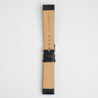 Underside of the Windsor Smooth black watch strap showing the tan leather lining