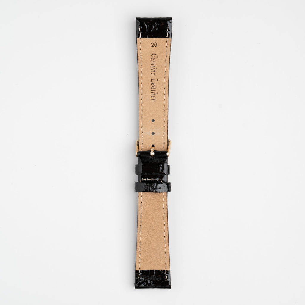 Crocodile Value Black Watch Strap, underside showing the lining