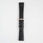 Lizard Value Black Watch Strap, buckled up, front view