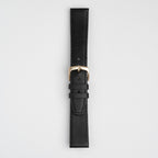 Water Resistant Stitched Black Watch Strap, buckled up, front view
