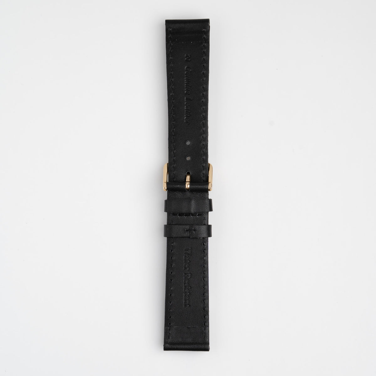 Water Resistant Stitched Black Watch Strap, underside showing the lining