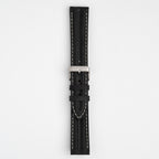 Submerge Double Ridge Black Watch Strap, buckled up, front view