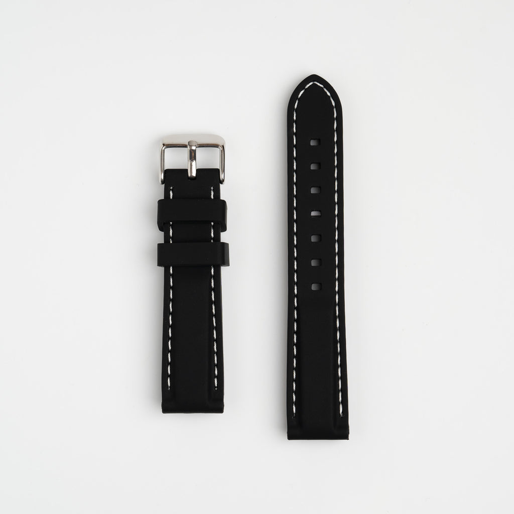 Submerge Extent Black & White Watch Strap, both pieces laid flat