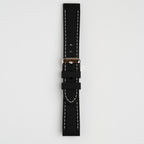 Submerge Extent Black & White Watch Strap, buckled up, front view
