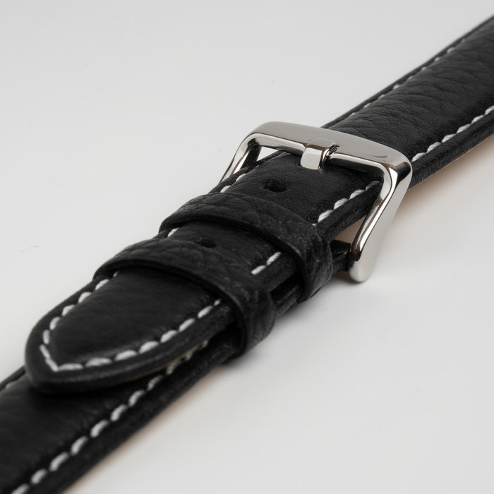 Black XXL Leather Watch Strap