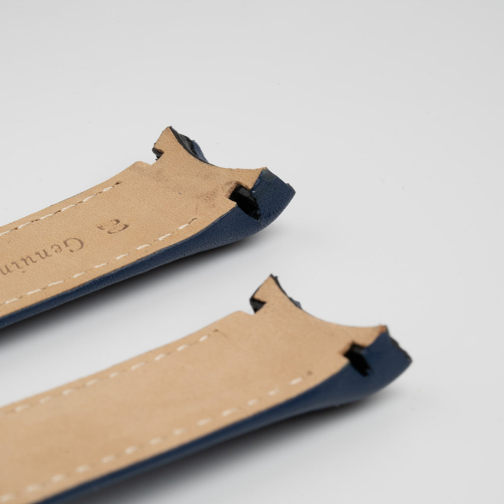 Smooth Curved Blue Watch Strap, close-up detail
