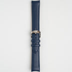 Smooth Curved Blue Watch Strap, buckled up, front view