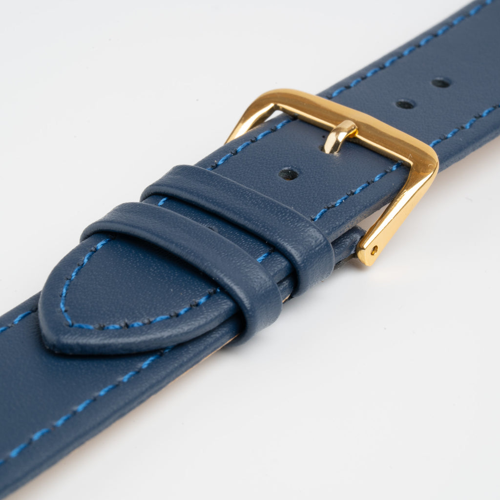 Economy XL Blue Watch Strap, close-up of the buckle and keepers