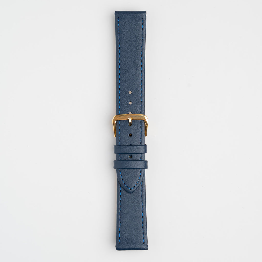 Economy XL Blue Watch Strap, buckled up, front view