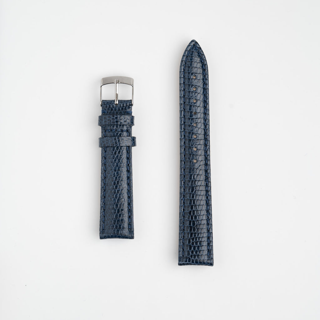 Autentico Lizard Blue Watch Strap, both pieces laid flat