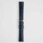 Autentico Lizard Blue Watch Strap, buckled up, front view