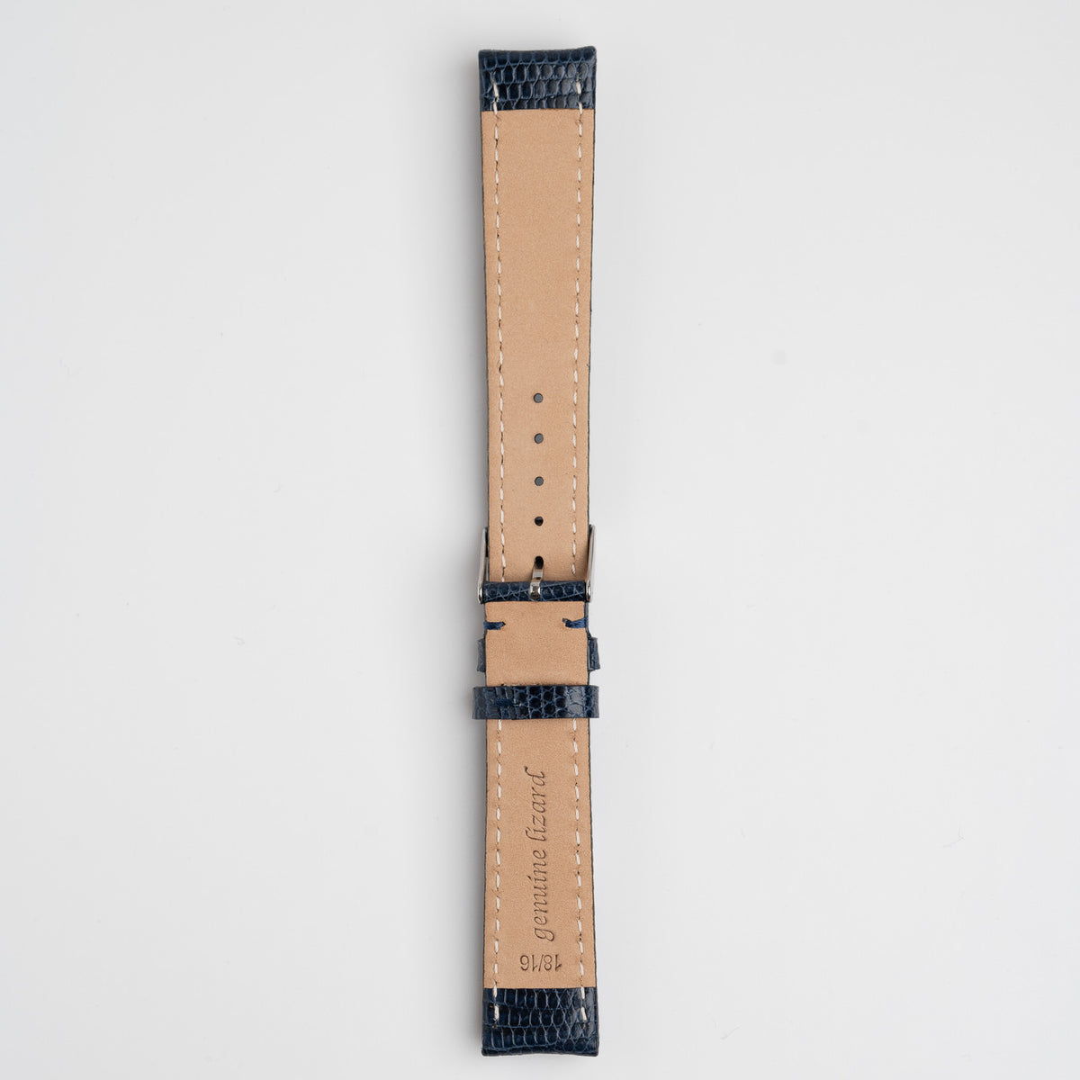 Autentico Lizard Blue Watch Strap, underside showing the lining