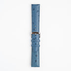 Sandbanks Ostrich Blue Watch Strap, buckled up, front view