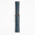 Henley Blue Watch Strap, buckled up, front view
