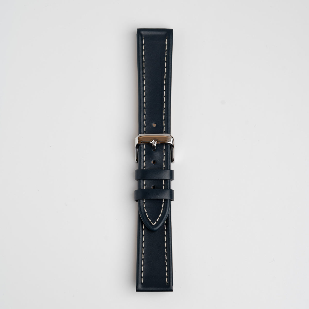 Raised Edge Oil Leather Blue Watch Strap