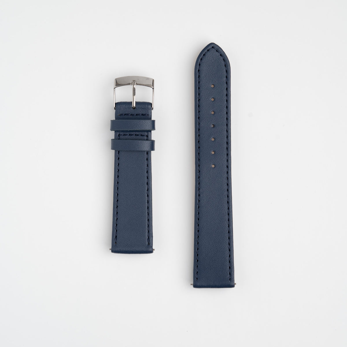 Blue Mayfair Subtle Quick Release watch strap, laid flat with its buckle
