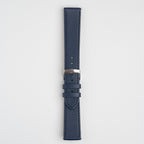 Blue Mayfair Subtle Quick Release watch strap, buckled, front view