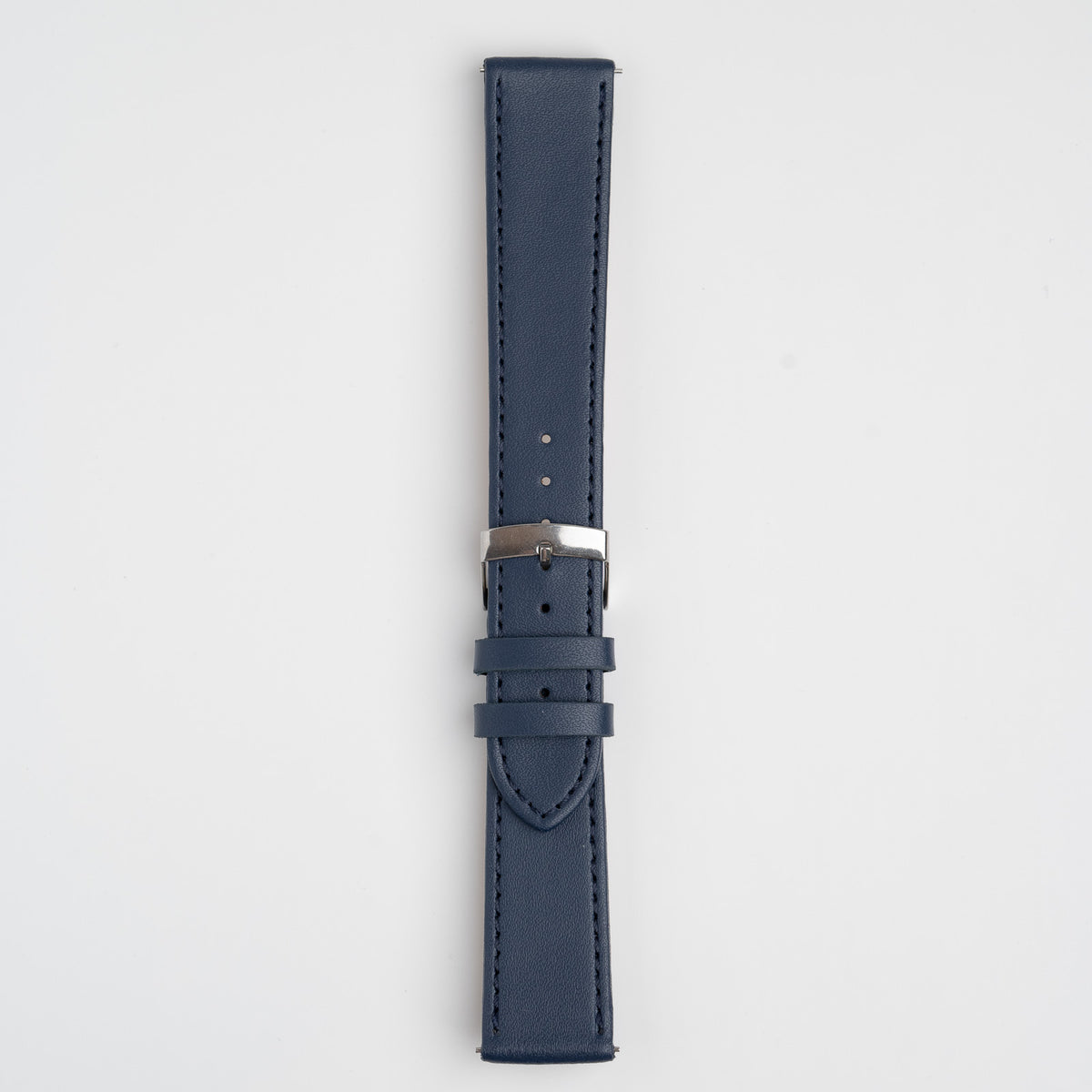 Blue Mayfair Subtle Quick Release watch strap, buckled, front view