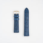Alligator Value Padded Blue Watch Strap, both pieces laid flat