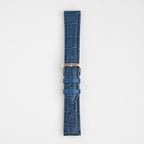 Alligator Value Padded Blue Watch Strap, buckled up, front view