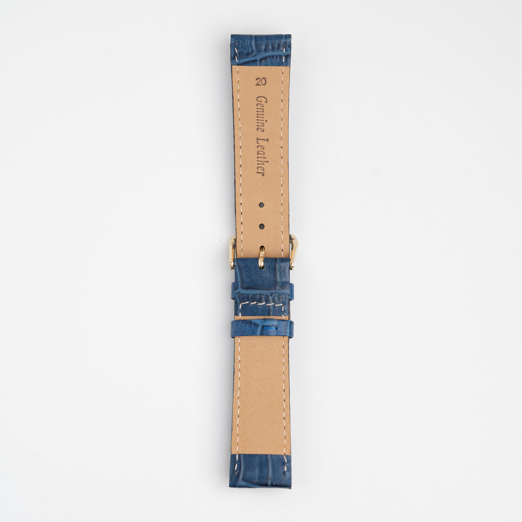Alligator Value Padded Blue Watch Strap, underside showing the lining