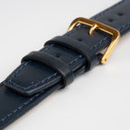 Calf Value Blue Watch Strap, close-up of the buckle and keepers