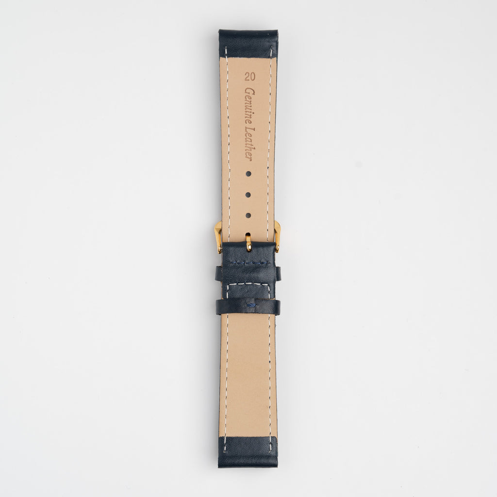 Calf Value Blue Watch Strap, underside showing the lining