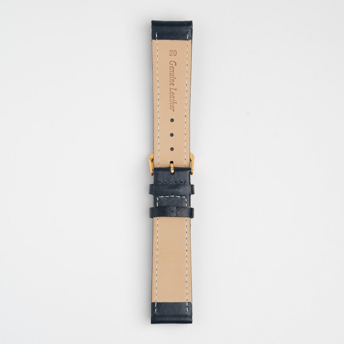 Calf Value Blue Watch Strap, underside showing the lining