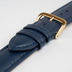 Buffalo Value Padded Blue Watch Strap, close-up of the buckle and keepers