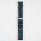 Submerge Double Ridge Blue Watch Strap, buckled up, front view