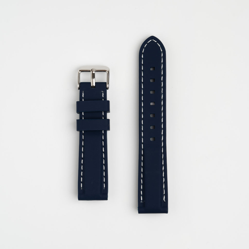 Submerge Extent Blue & White Watch Strap, both pieces laid flat