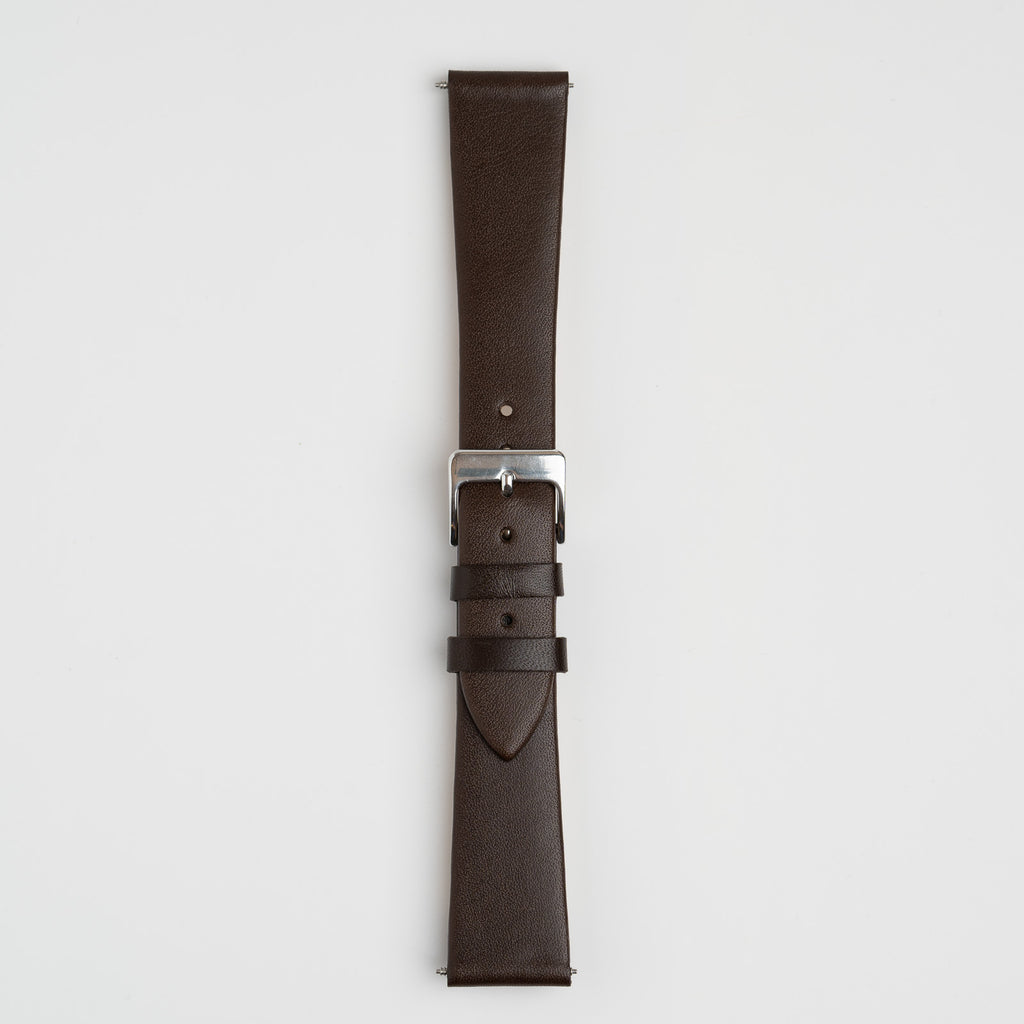 Taper Brown Watch Strap, buckled up, front view