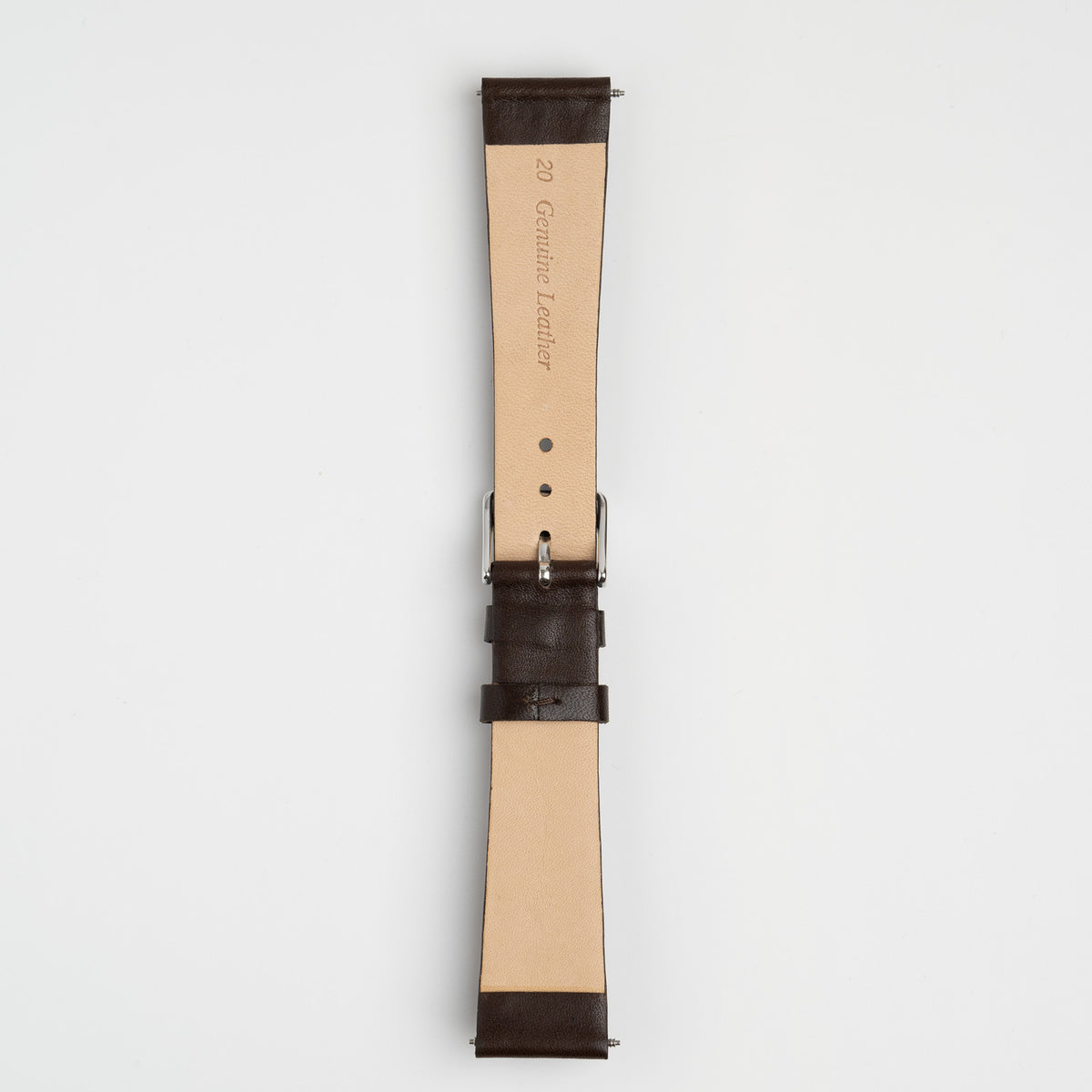 Taper Brown Watch Strap, underside showing the lining