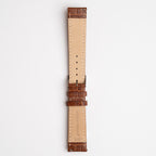 Brown Mayfair Super Quick Release watch strap, buckled, back view