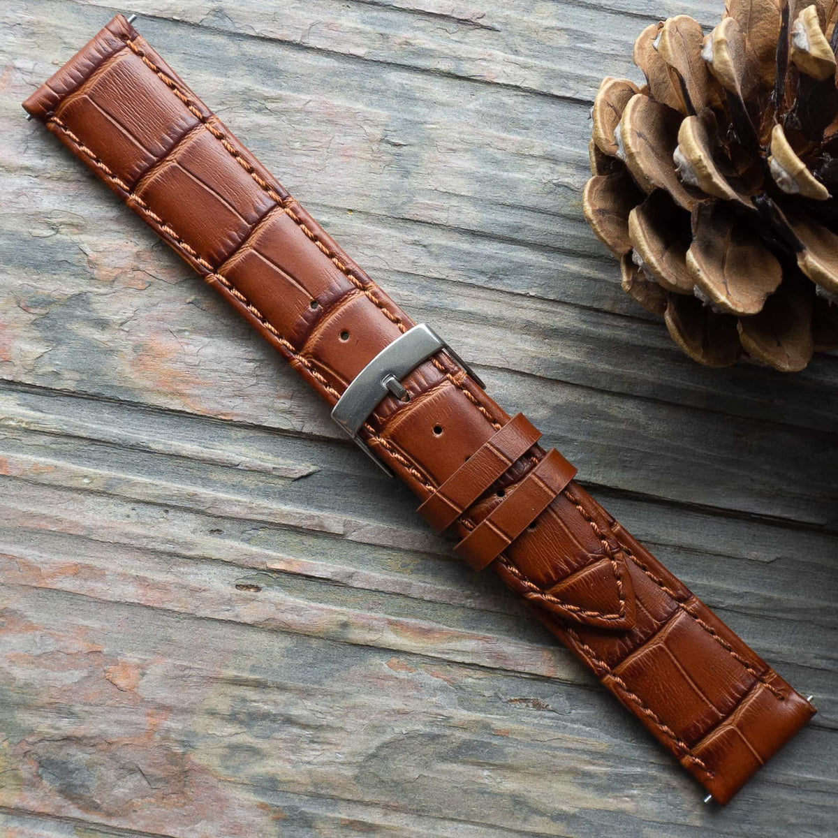 Brown Mayfair Super Quick Release watch strap, product shot