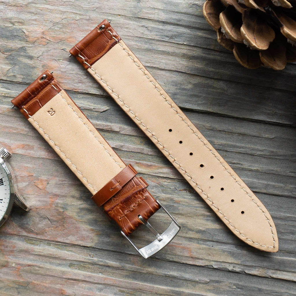 Brown Mayfair Super Quick Release watch strap, product shot, third view