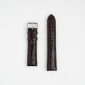 Brown Mayfair Deluxe XXL watch strap, laid flat with its buckle