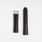 Brown Mayfair Deluxe XXL watch strap, laid flat with its buckle