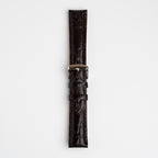 Brown Mayfair Deluxe XXL watch strap, buckled, front view
