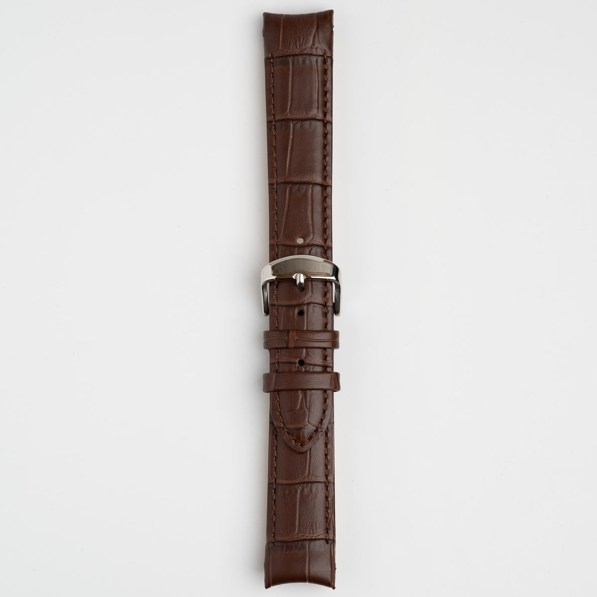 Alligator Curved Brown Watch Strap