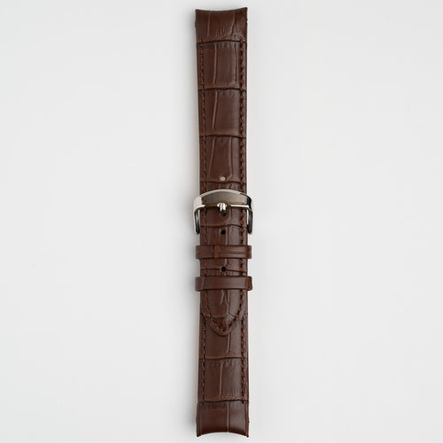 Alligator Curved Brown Watch Strap