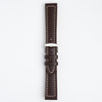 Windsor Bold Dark Brown Watch Strap, buckled up, front view