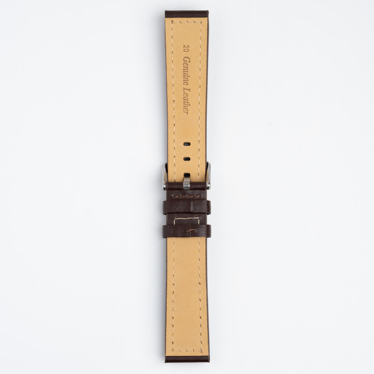 Windsor Bold Dark Brown Watch Strap, underside showing the lining
