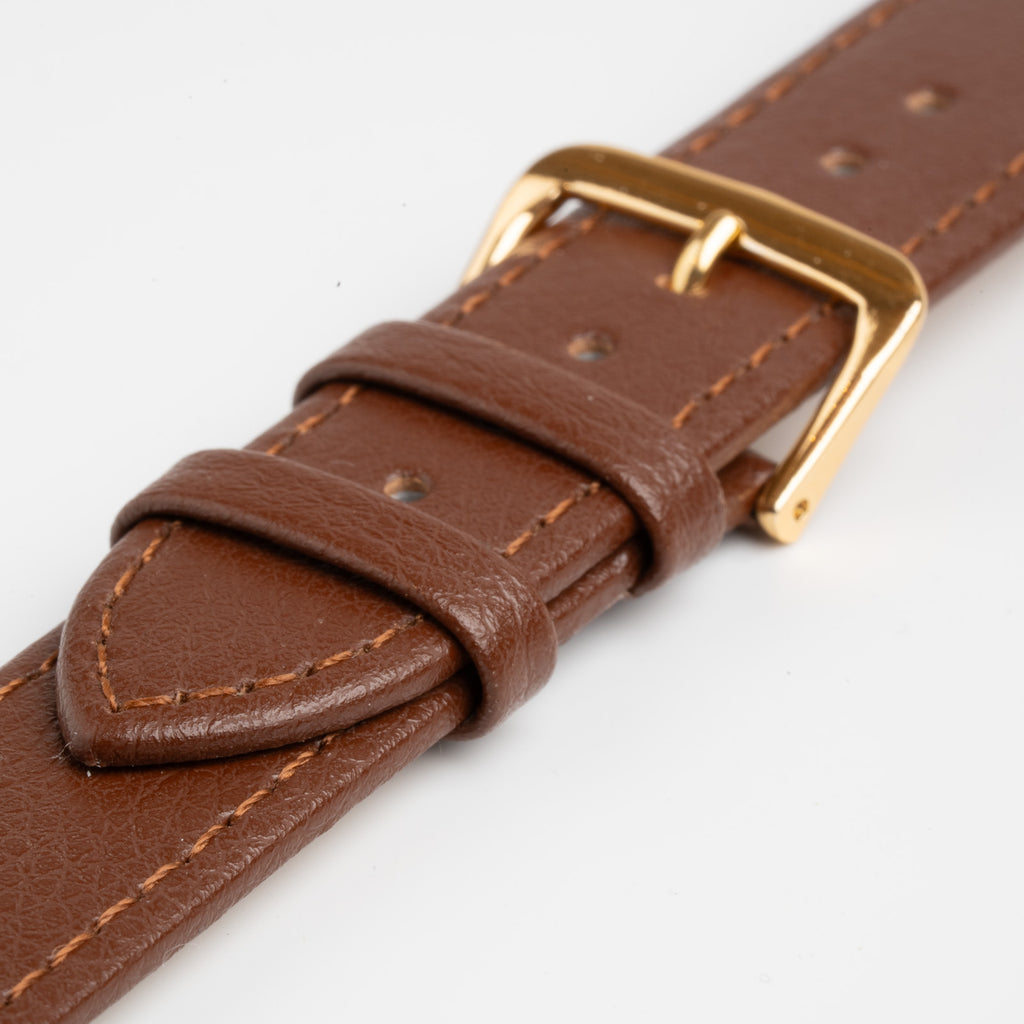 Buffalo Value XL Brown Watch Strap, close-up of the buckle and keepers