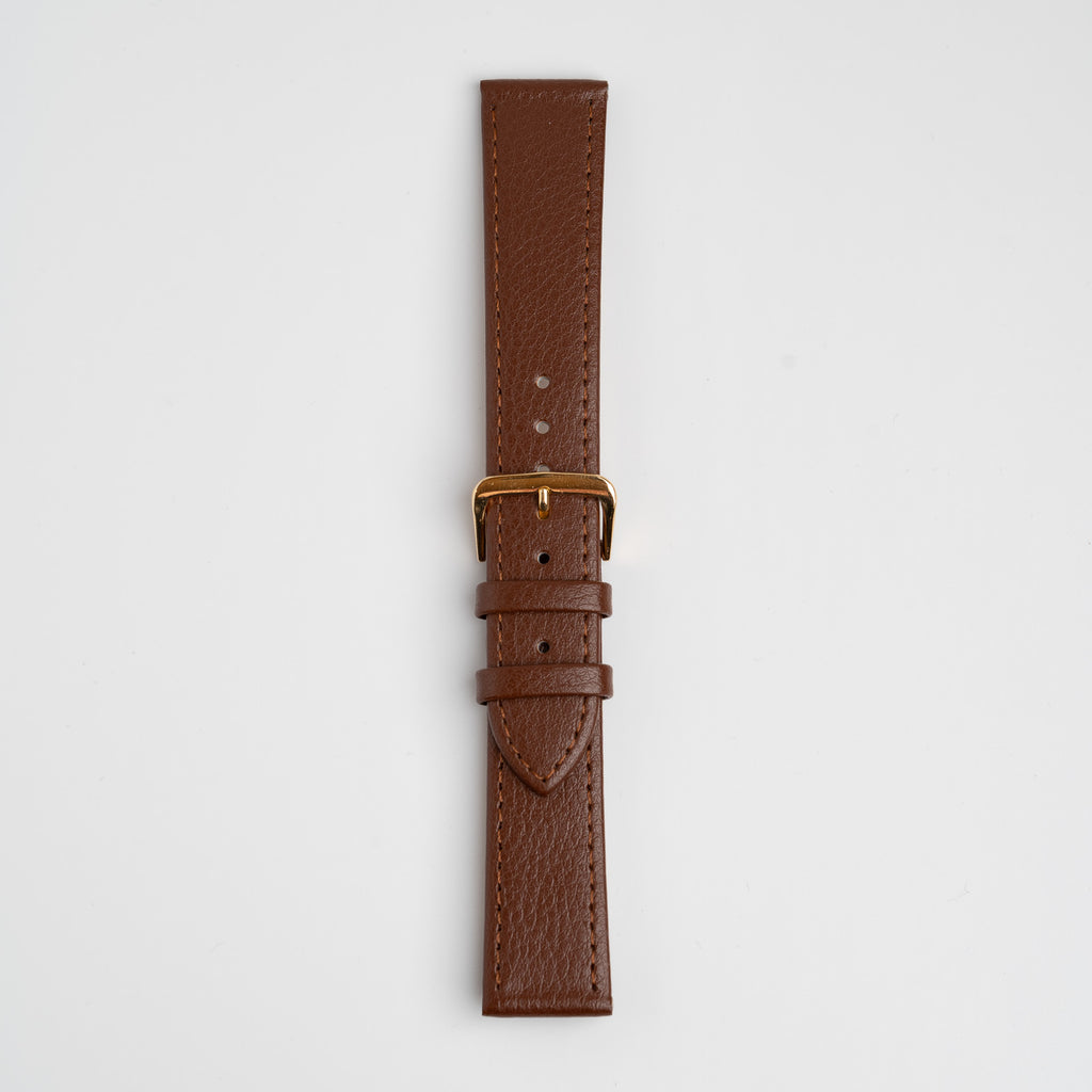 Buffalo Value XL Brown Watch Strap, buckled up, front view