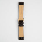 Brown Mayfair Lizard watch strap, buckled, back view
