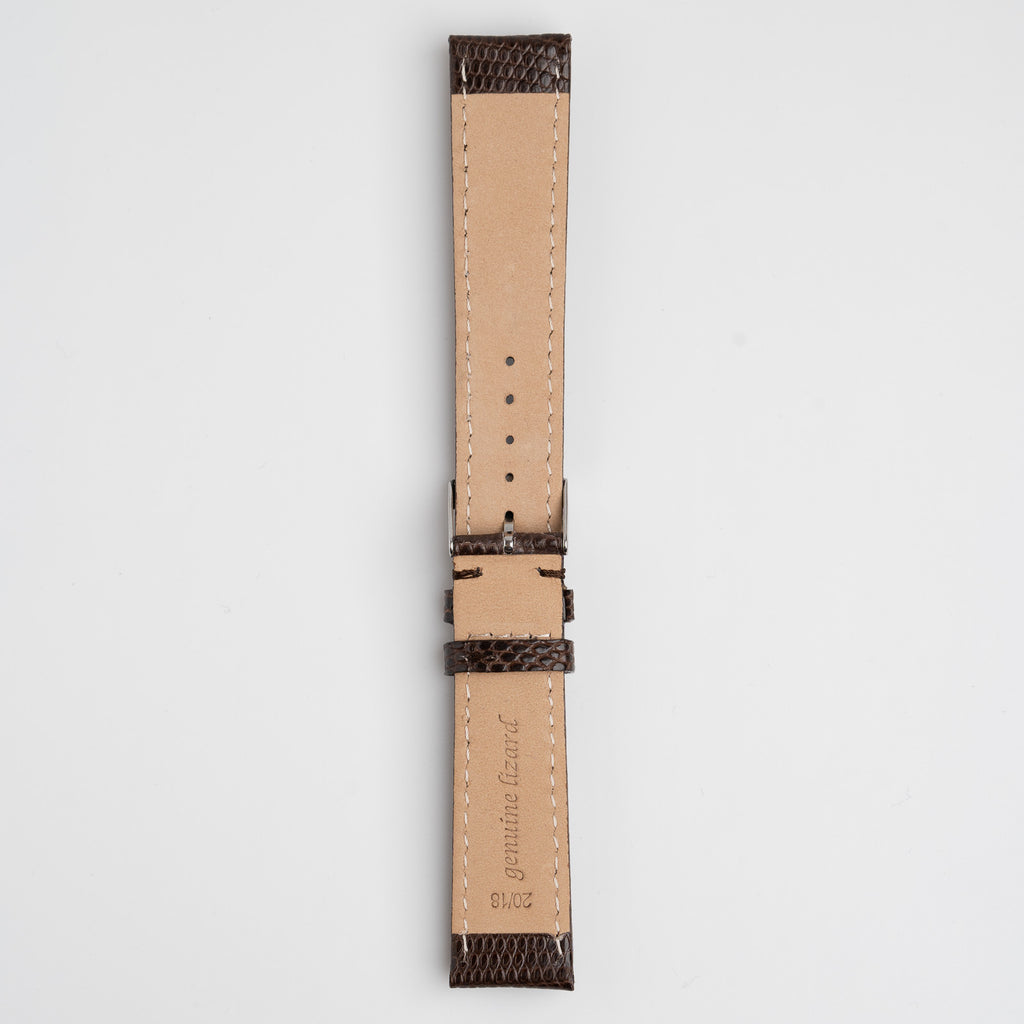Autentico Lizard Brown Watch Strap, underside showing the lining