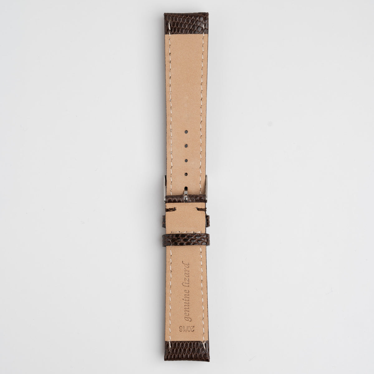 Autentico Lizard Brown Watch Strap, underside showing the lining