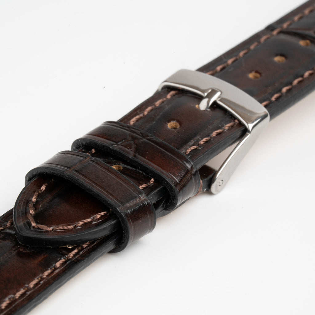 Handmade Alligator Grain Brown Watch Strap